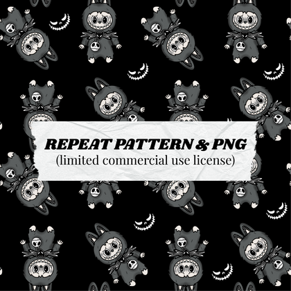 REPEAT PATTERN & PNG BUNDLE - LABUBU x JACK SKELLINGTON - DIGITAL DOWNLOAD