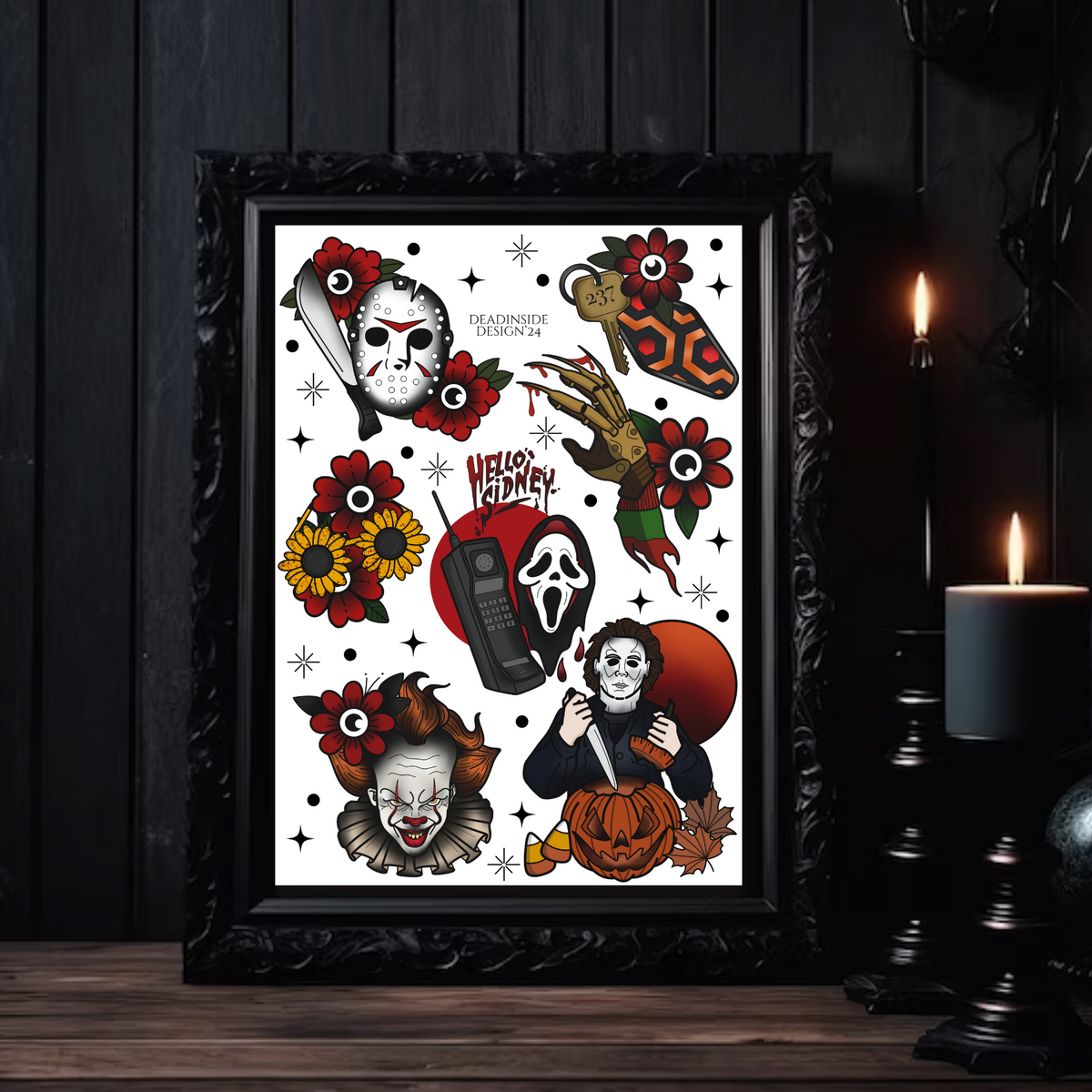 SLASHER ICONS HORROR TATTOO FLASH SHEET ART PRINT – Dead Inside Design