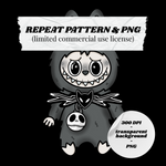 REPEAT PATTERN & PNG BUNDLE - LABUBU x JACK SKELLINGTON - DIGITAL DOWNLOAD