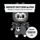 REPEAT PATTERN & PNG BUNDLE - LABUBU x JACK SKELLINGTON - DIGITAL DOWNLOAD