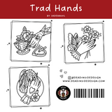 TRAD HANDS - A TATTOO COLOURING BOOK